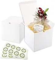 ACEmedia White Gift Boxes 24 Pack 4x4x4 inch Small Gift Boxes with Lids for Party Gift Boxeswith 24 Thank You Stickers, Ornament Boxes, Boxes, Wedding Boxes Easy to Assemble Gift Box with Lids for Party Gift Boxes