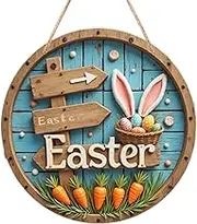 Easter Bunny Door Sign, Easter Welcome Door Hanger - Cartoon Egg Rabbit Door Hanger | Safe and Tasteless Easter Sign for Farmhouse, Wall, Window, Front Door