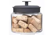 Anchor Hocking 1.5L Montana Glass Jar Food Container Organiser w Black Lid
