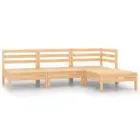 Modular Patio Sofa And Footstool 4 Pcs Solid Pine Wood Rustic Outdoor Lounge Set