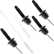 ULTECHNOVO Stainless Steel Wine Pourer Set Silicone Stopper Brush 6pc Kit for Bar Ktv Hotel Home Easy to Use
