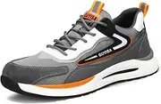 [BIAJIAZHUA] Outdoor Safety Shoes for Men Slip Resistant,Fashion Steel Toe Shoes for Women Comfortable Lightweight Breathable,Steel Toe Work Boots Anti-Puncture Anti-Smash Anti-Colision(7.5)