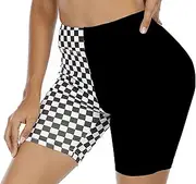 [WSPLYSPJY] Womens Checkerboard Printed Bodycon Short Pant Yoga Short