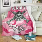 Army Wife Blanket Throw Fleece Cozy Couch Sofa Plush Bedding Adult Kid Gift
