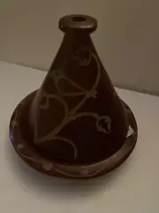Moroccan Cooking Tagine Pot Tangia Etched Bird Terra Cotta Glazed Small 7”