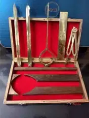 Set of 5 Brass Drafting Navigational Proportional Divider Tools With Wood Box