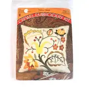 Vintage PAULINE DENHAM #6005 Jacobean Pillow Crewel Embroidery Kit NEW Sealed