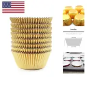 Gold Foil Cupcake Case Liners Wrappers Baking Muffin Paper Cups 198 Pcs