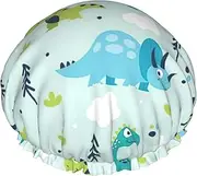 Dinosaur Pattern Print Various Activities Shower Cap Reusable Soft And Lightweight Bath Hair Cap Long Hair