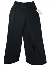 Athleta Black Release Wide Leg Split Hem Crop Lounge Yoga Pant Size M NWT