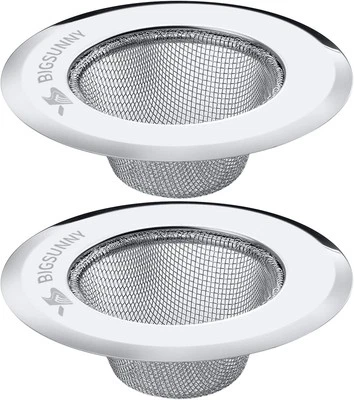 Mesh Sink Strainer Set of 2, MSY BIGSUNNY 4.5"sink strainer, Silver