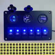 6 Gang 12V Rocker Switch Panel Waterproof Circuit Breaker Boat Marine Voltmeter (for: Daihatsu)