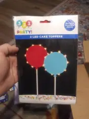 3 2 1 party 2 led cake toppers balloon shaped