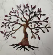 Olive Tree --Tree of Life 20" Metal Wall Art Décor Copper and Purple Tinged