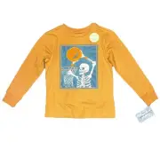 Tommy Bahama Orange Skeleton Pumpkin Basketball Glow Dark Long Sleeve NWT 4 XS