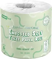 Soft Toilet Paper Roll - 250 Sheets Per Roll (48 Pack) - 3-Ply - Embossed & Quick Flush Toilet Tissue - Made of Recycled Paper, Eco Friendly & Septic System Safe - Absorbent & Individually Wrapped