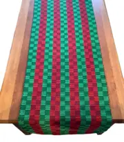 NEW VERMONT HANDWOVENS Red Green Christmas Table Runner 15x61" 100% Cotton