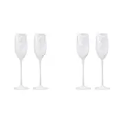 2x 2pc Tempa Skylar Frost Champagne Drinking Glass Cup Set