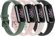 4 PACK Sport Bands Compatible with Fitbit Luxe Bands for Women Men, Soft Replacement Straps Wristbands for Fitbit Luxe Fitness Tracker (Starlight/Avocado Green/Light Pink/Black,Small)