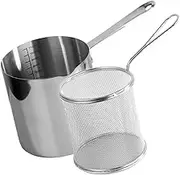 ASAKKURA 1 Set Stainless Steel Kitchen Fryer with Deep Frying Basket Food Grade Fry Pot for Safe and Efficient Cooking for Home Use and Quick Heating of Various Foods