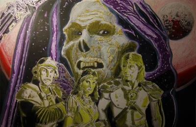 MASTERS OF UNIVERSE HE-MAN SKELETOR ORIGINAL MOVIE ART 11X17 SIGNED MOTU *