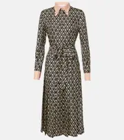 [Valentino] Valentino Toute La V silk twill shirt dress AU 10 black