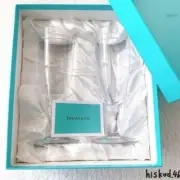 Tiffany & Co. Atlas Pilsner Champagne champaign Pair Wine Glass W/ Blue Box JPN