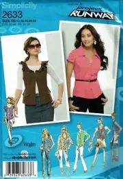 Simplicity Sewing Pattern 2633 Shirt Vest PROJECT RUNWAY Misses Size 14-22
