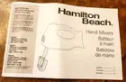 Hamilton Beach Hand Mixer Instruction Manual – Model 62682 and 62683