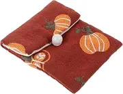 [Hohopeti] Small Embroidered Jewelry Pouch for Women Japanese Style Cotton Linen Coin Purse Cute Kawaii Change Wallet for Travel Organizing Cosmetics Brick Red