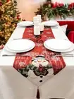 Wizardi Snowman Christmas Red Table Runner F07M5-8F