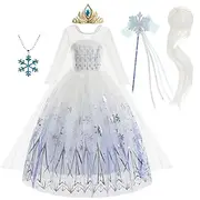 Frozen Fairytale Princess Elsa Flower Girl Dress Vacation Dress Theme Party Costume Girls' Movie Cosplay Halloween White Blue (With Accessories) Dress Accessor