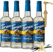 Torani Syrup Bundle, Sugar Free Vanilla and Pump, 25.4 fl oz Bottle (Pack of 4)