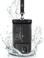 Pelican Marine - IP68 Waterproof Phone Pouch/Case (Regular Size) - Floating Waterproof Phone Case - iPhone 15 Pro Max/ 14 Pro Max/ 13 Pro Max/ 12/ S24 Ultra/Pixel 8 - Detachable Lanyard - Black