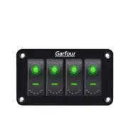 Green 4 Gang Aluminum Rocker Switch Panel 5 Pin ON/Off Pre-Wired Boat Switch ...