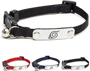 Naruto Cat Collars for Girl Cats, Boy Cats & Small Kitten Collar with Bell | Officially Licensed Naruto Shippuden Hidden Leaf Village Headband Breakaway Cat Collars for Naruto Gifts (Black, Ninja)