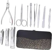 Beavorty Complete Manicure Set 12pcs Nail Care Tools Stainless Steel Nail Scissors Grooming Kit for Women Men