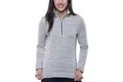 KUHL Alska Womens Quarter-Zip Fleece Pullover Heavyweight Soft Warm Casual Outerwear in Ash