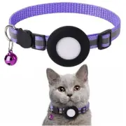 Cat Collar Reflective Adjustable Small Pet Design for Apple Air Tag - Purple