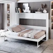 Leeton Space-Saving Queen Foldout Wall Bed - White