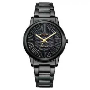 【CITIZEN 星辰】PAIR系列光動能荒野世紀黑鋼帶腕錶情侶錶-女款33mm(FE6017-85E/FE6017-85X)