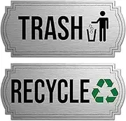 Recycle and Trash Magnets for Kitchen Cans and Recycling Bins, Dual Trash and Recycle Magnet for Garbage Can Logo Symbol, 2 Magnetic Sticker Adhesives, 6.5x3 Inch Elegant Design Home Outdoor Waste Bin