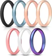 [ThunderFit] Women’s Silicone Thin and Stackable Bridal Ring Sets, Silicone Wedding Bands, 2.5mm Wide 2mm Thick, Variety Multipack 1-10, 11.5 - 12 (21.3mm), Silicone, No Gemstone