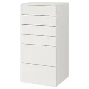 SMÅSTAD / PLATSA chest of 6 drawers, white/white, 60x57x123 cm
