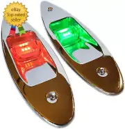 Flush Mount LED Shark Eye Boat Navigation Teardrop Lights Red and Green Stainles