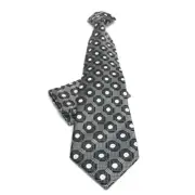 St Patrick's Boys Clipon Tie Pocket Square Black Silver White Microfiber 12"