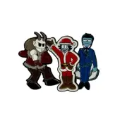 Set of 3 Minislingers Enamel Pins Le Mime As Santa Inspiratu as Krampus Todd
