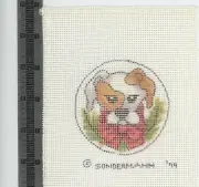 Vintage Linda Sondermann Dog Ornament Hand Painted Needlepoint Canvas NEW