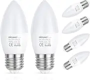 DiCUNO ProOE E27 Candle LED Bulbs, 5W, 450LM, CRI 98, Warm White 3000K, Equivalent to 40W Incandescent Bulb, C37 Edison Screw Light E27, Non-Dimmable, 100-240V, 6-Pack