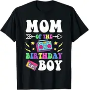 [X.Style] Mom of The Birthday Boy Retro 80's Party First Mother's Day ds856 T-Shirt (3XL) Black